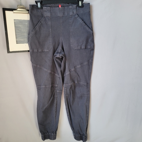 Spanx Stretch Twill Cargo Jogger Pant Washed Black Gray L - Picture 2 of 12